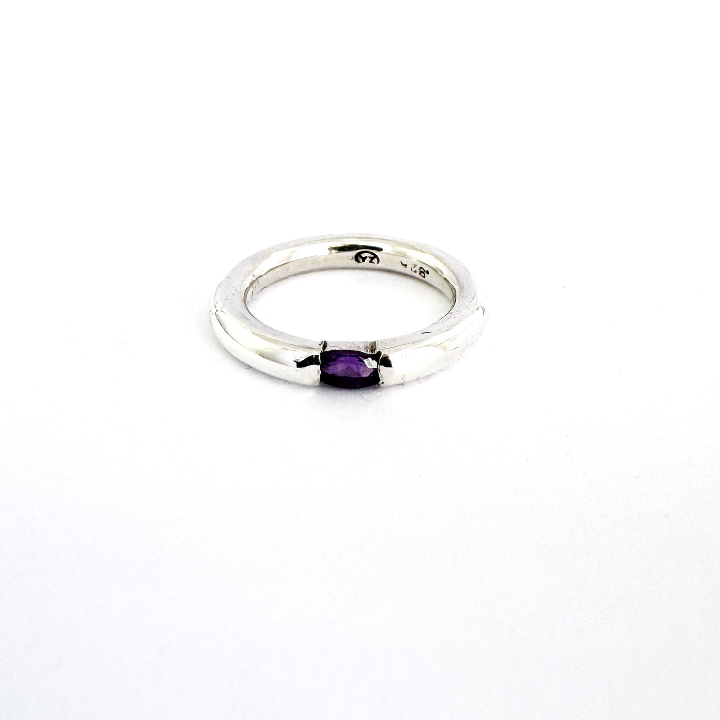 Simple sterling silver ring with amethyst by Savage Jewelllery - perfect for stacking