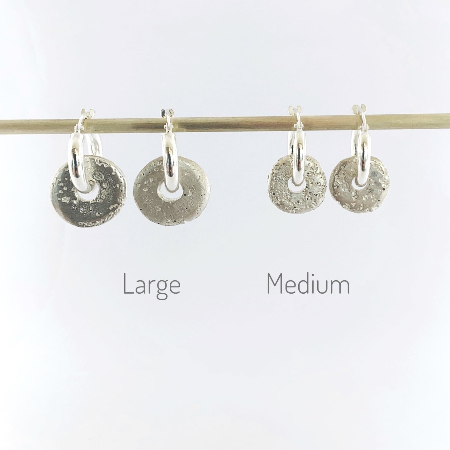 Sandcast donut hoop earrings by Savage Jewellery