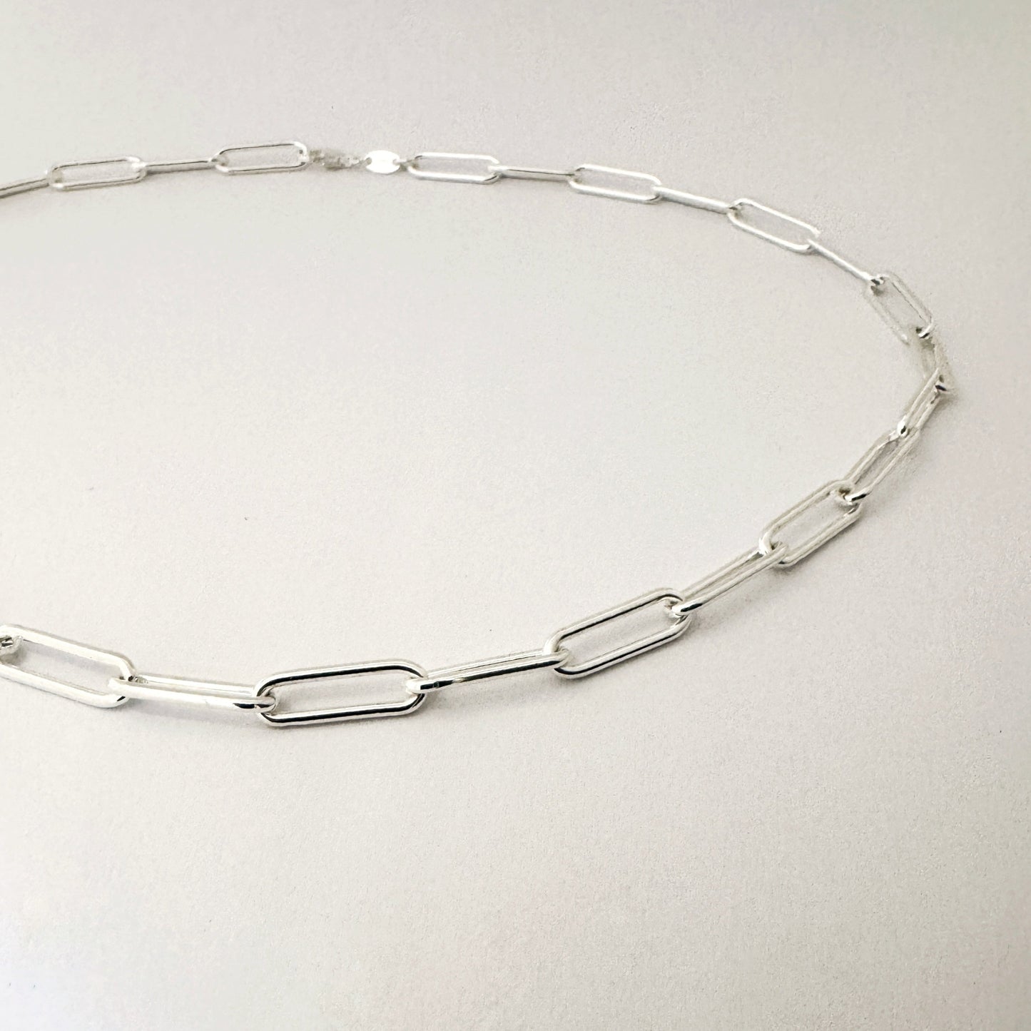 Large link paperclip chain necklace in sterling silver by Savage Jewellery