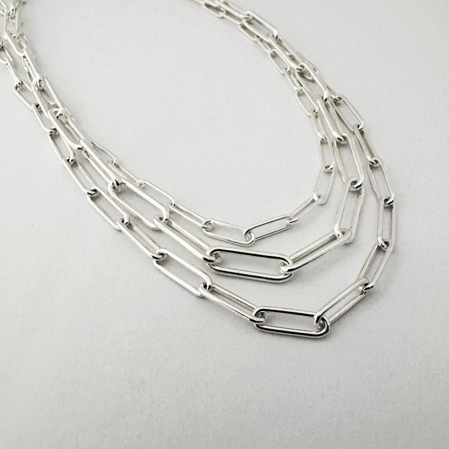 sterling silver Paperclip necklace in three sizes