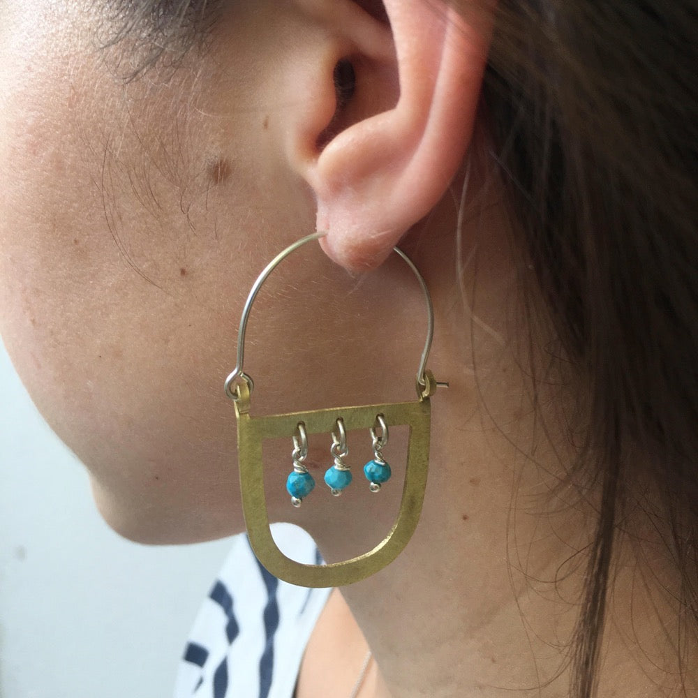 Maasai earrings with turquoise stones