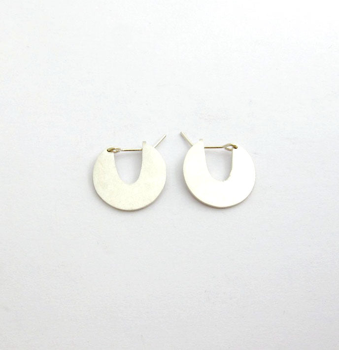 Unique silver disk earrings by Savage Jewellery