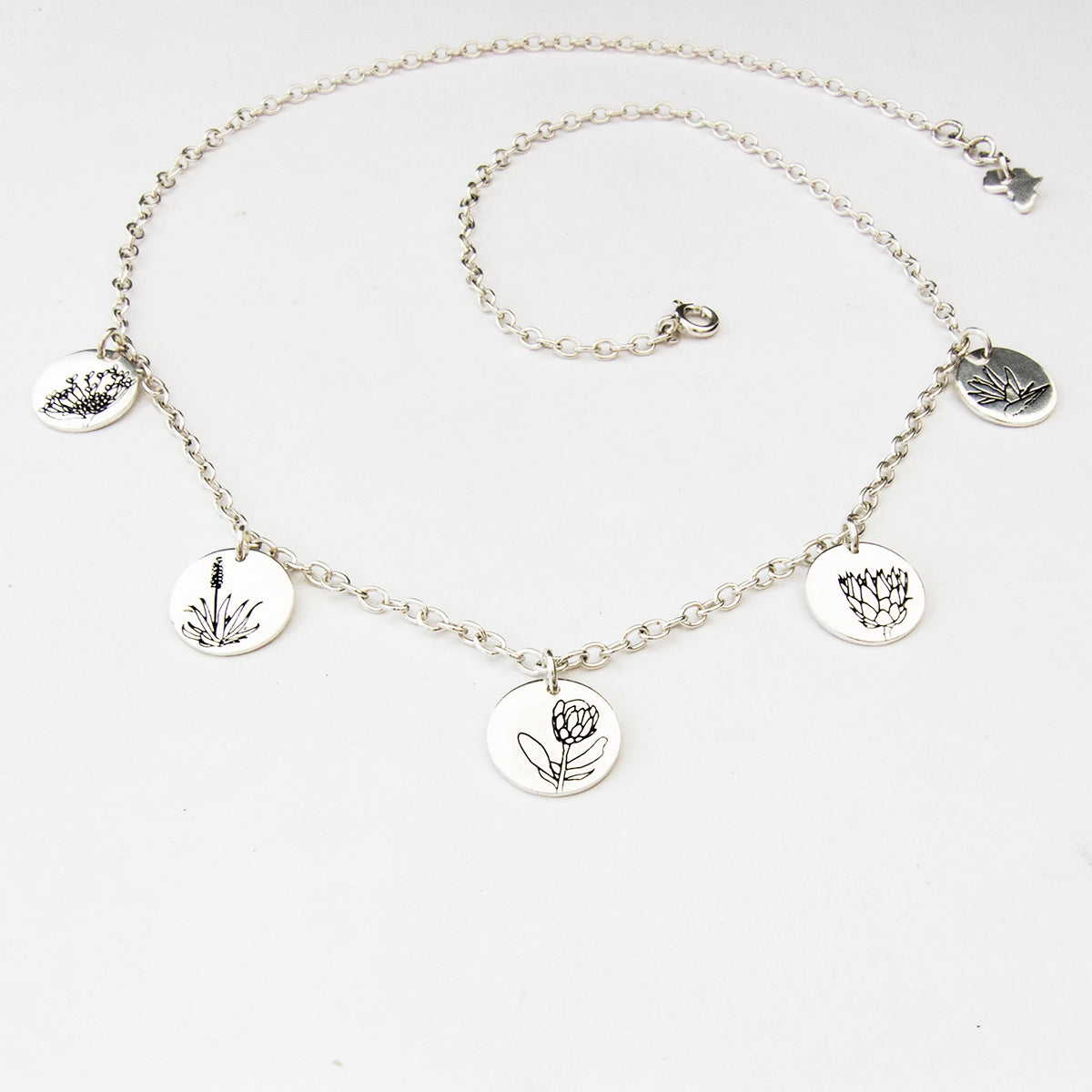 South African flower charm necklace