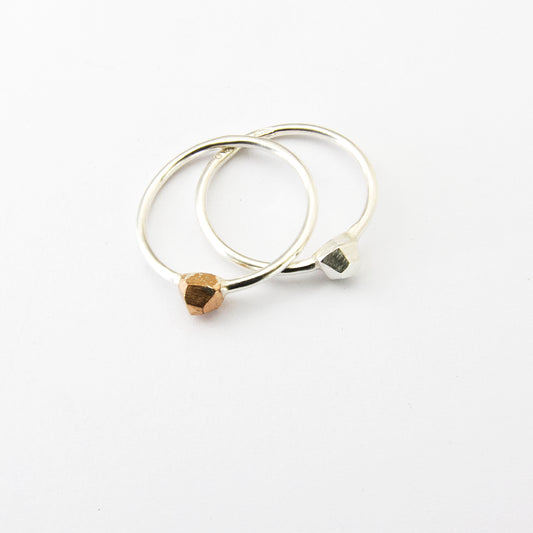 Nugget ring in either silver or bronze - tiny