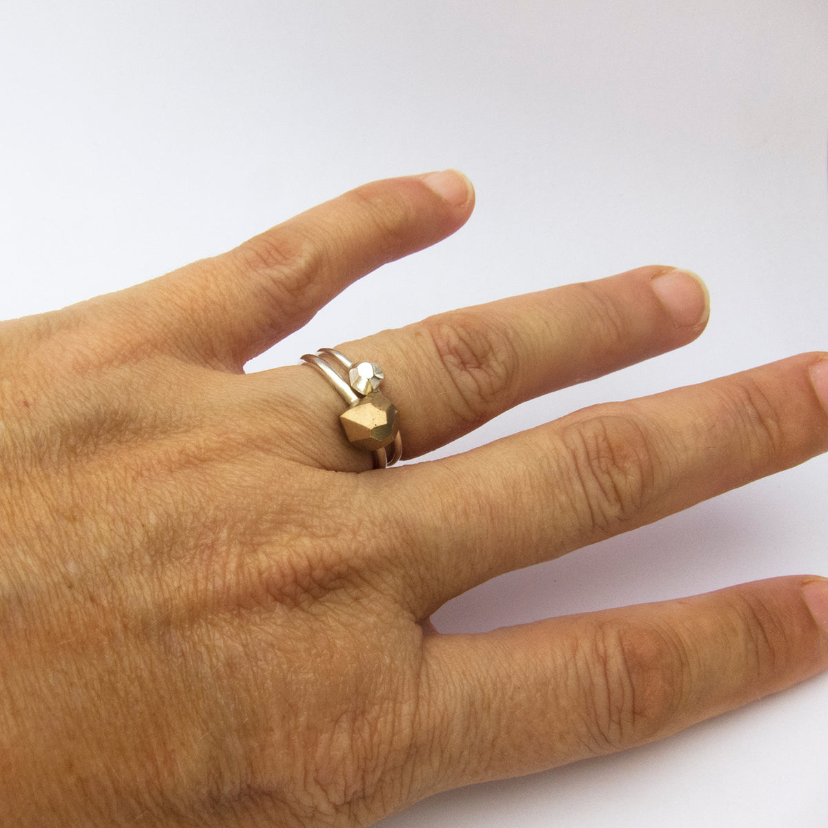 Nugget ring in silver or bronze - small