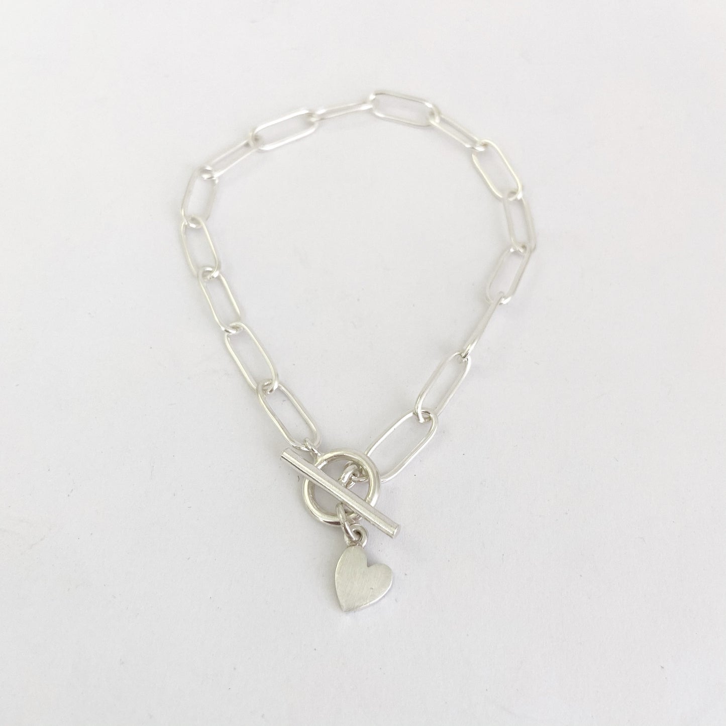Paperclip chain bracelet with heart