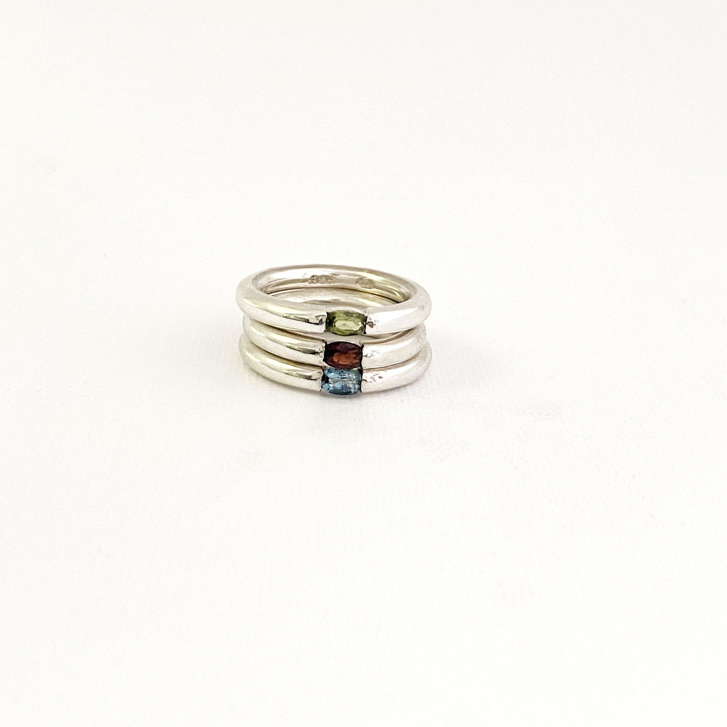 gemstone chakra rings, heart, root and throat by Savage Jewllery based in Durban