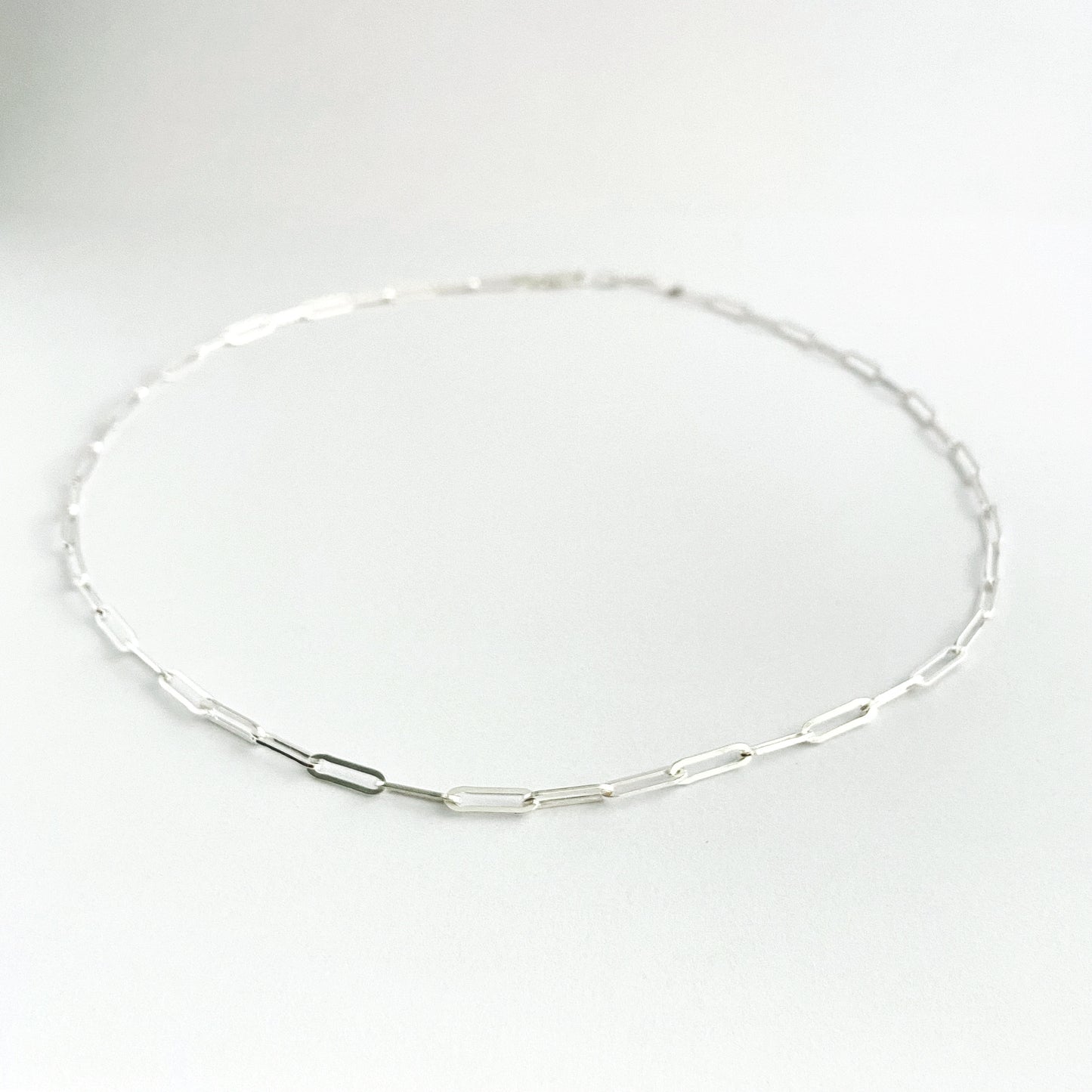 Sterling silver paper clip necklace by designer Savage Jewellery