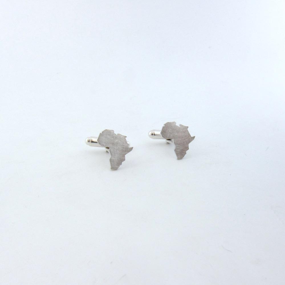 Sterling silver Africa cuff links in handmade sterling silver