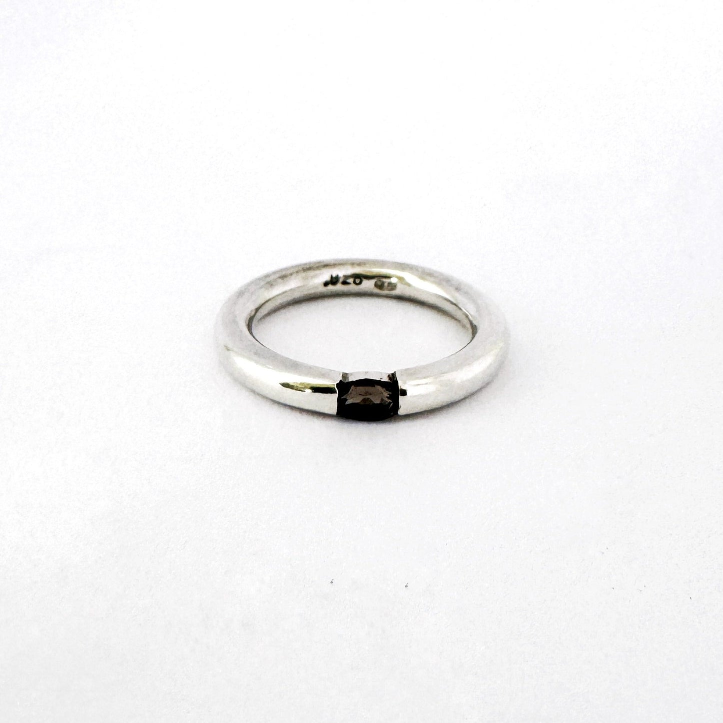 Simple Round silver band with smokey quartz by Savage Jewellery