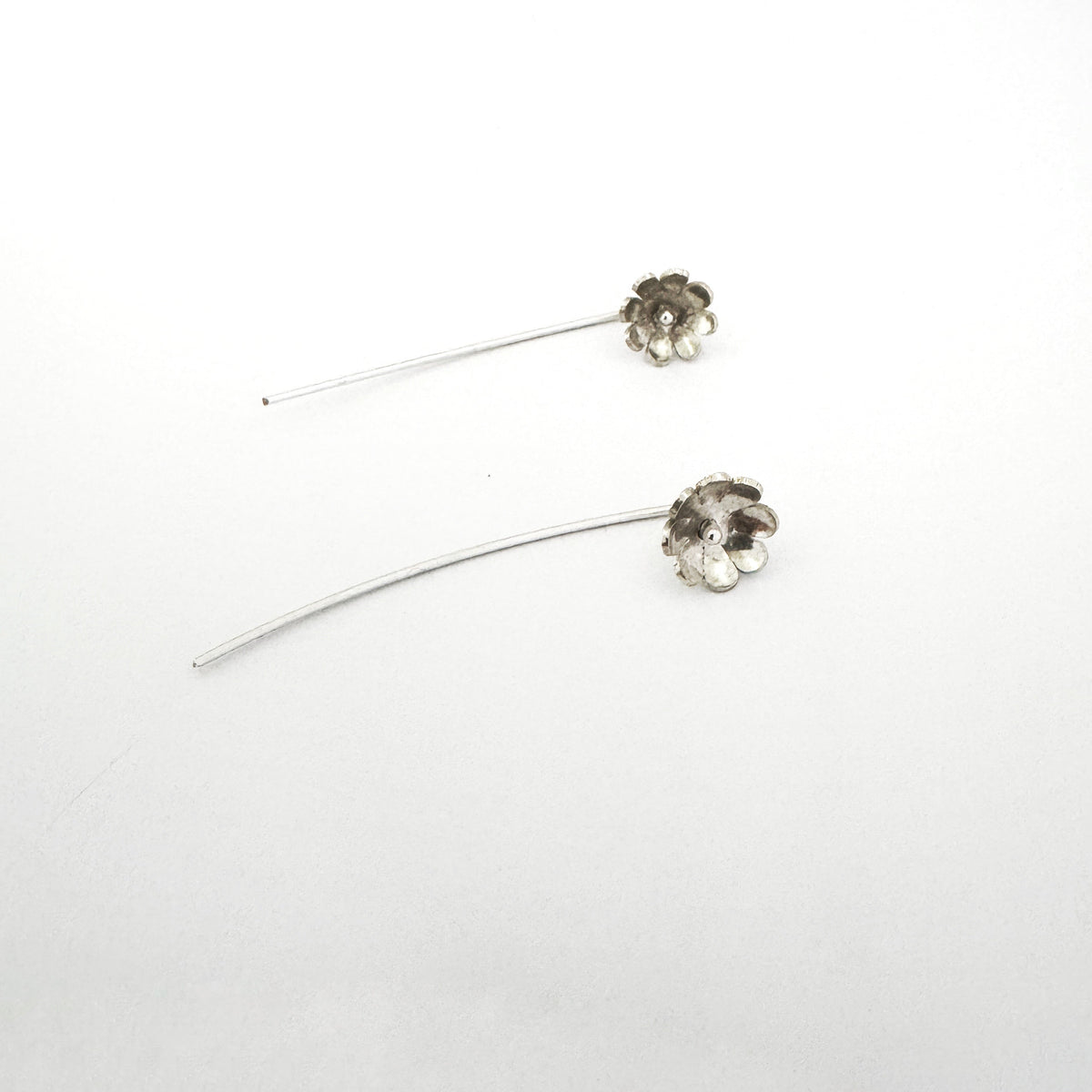 Daisy on a Stick Earrings, Sterling Silver