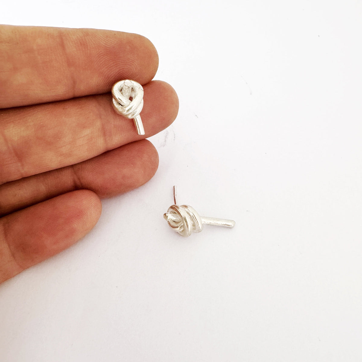 Double Knot stud earrings in sterling silver
