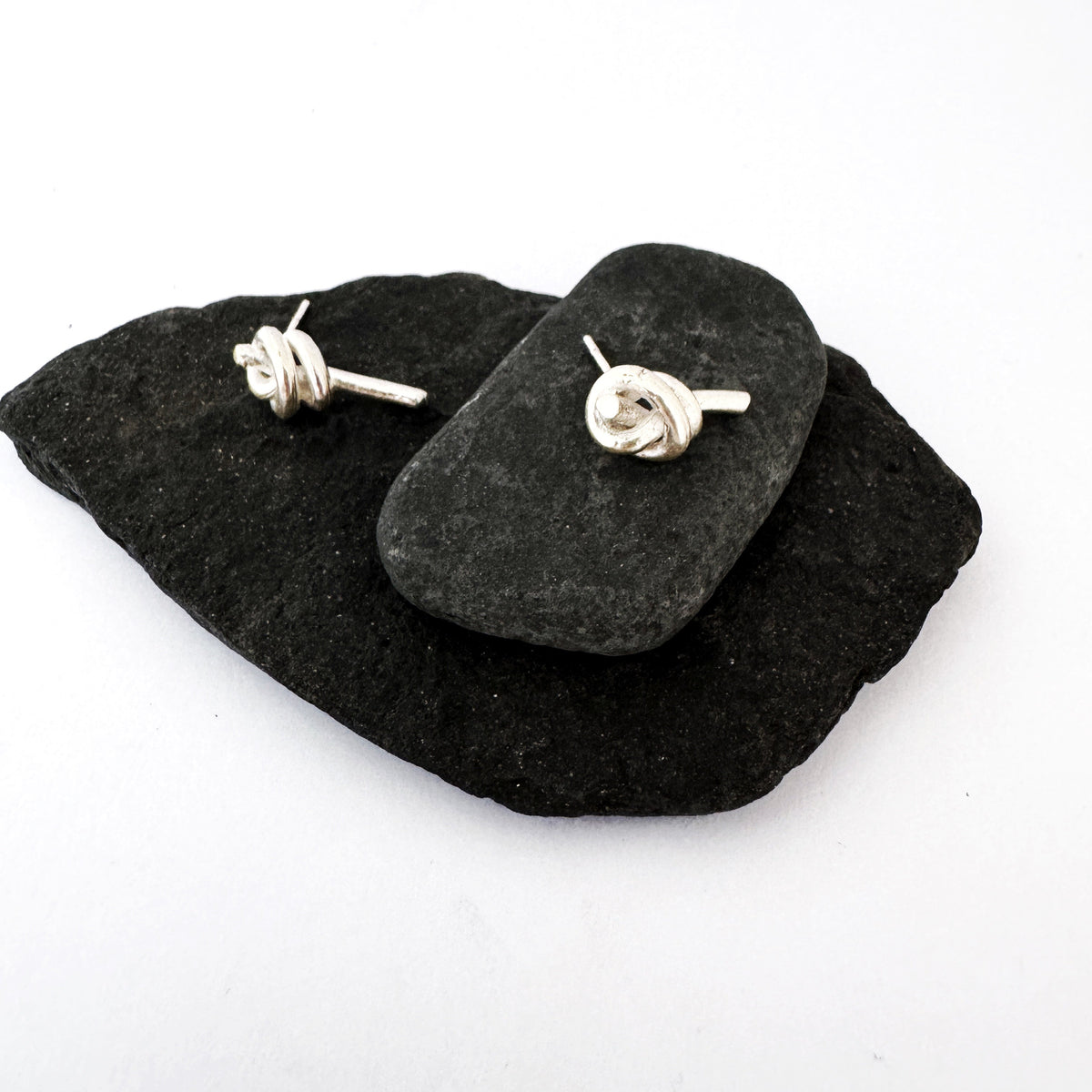 Double Knot stud earrings in sterling silver