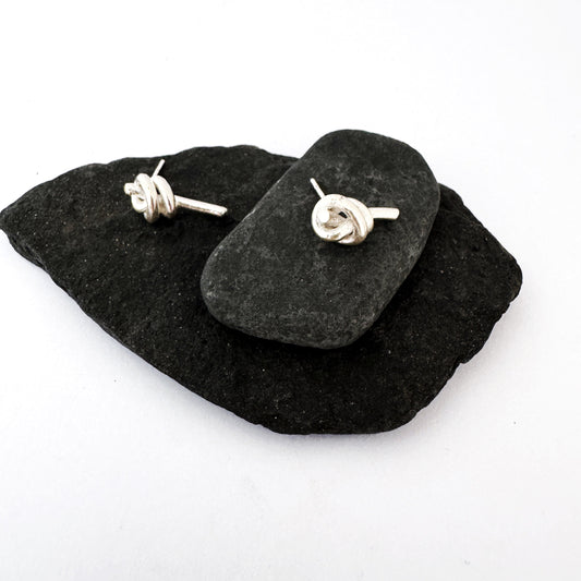 Double Knot stud earrings in sterling silver