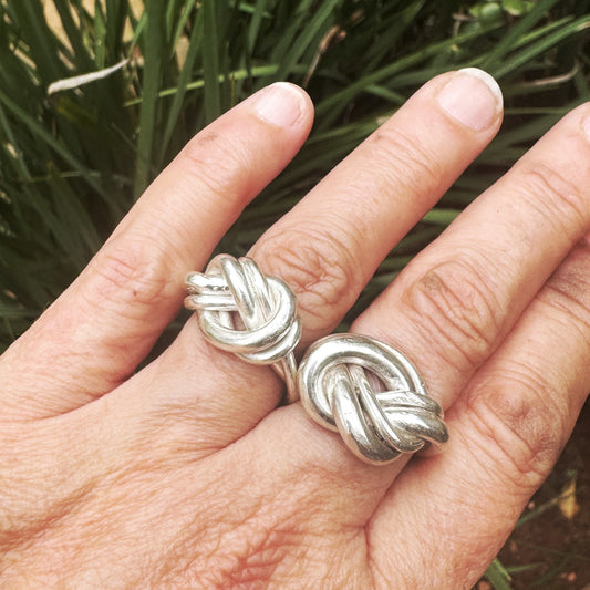 Double Love Knot Ring in sterling silver, two-wire design