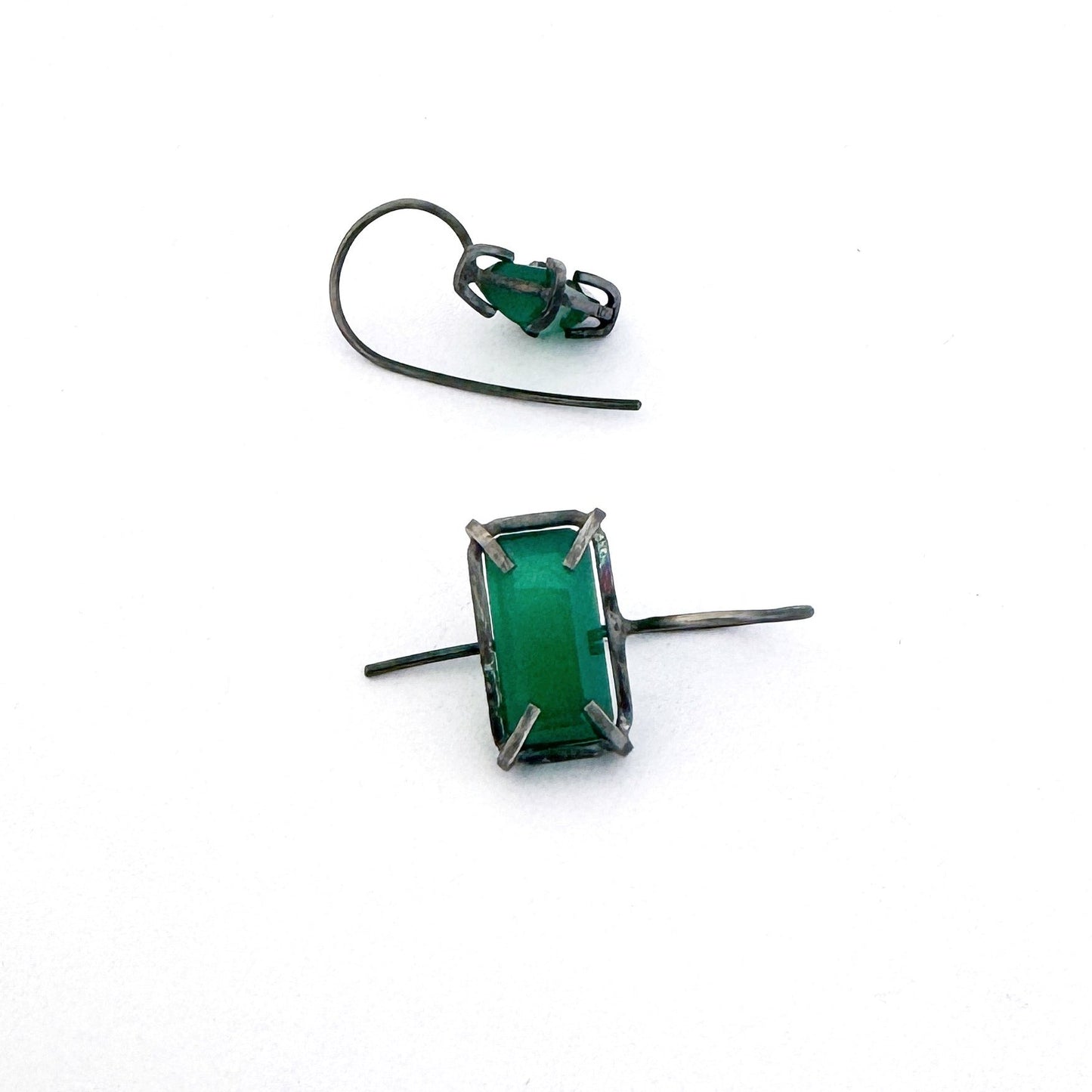 Modern design - green and black earrings for a sophisticated aesthetic by contemporary jeweller - Savage Jewellery