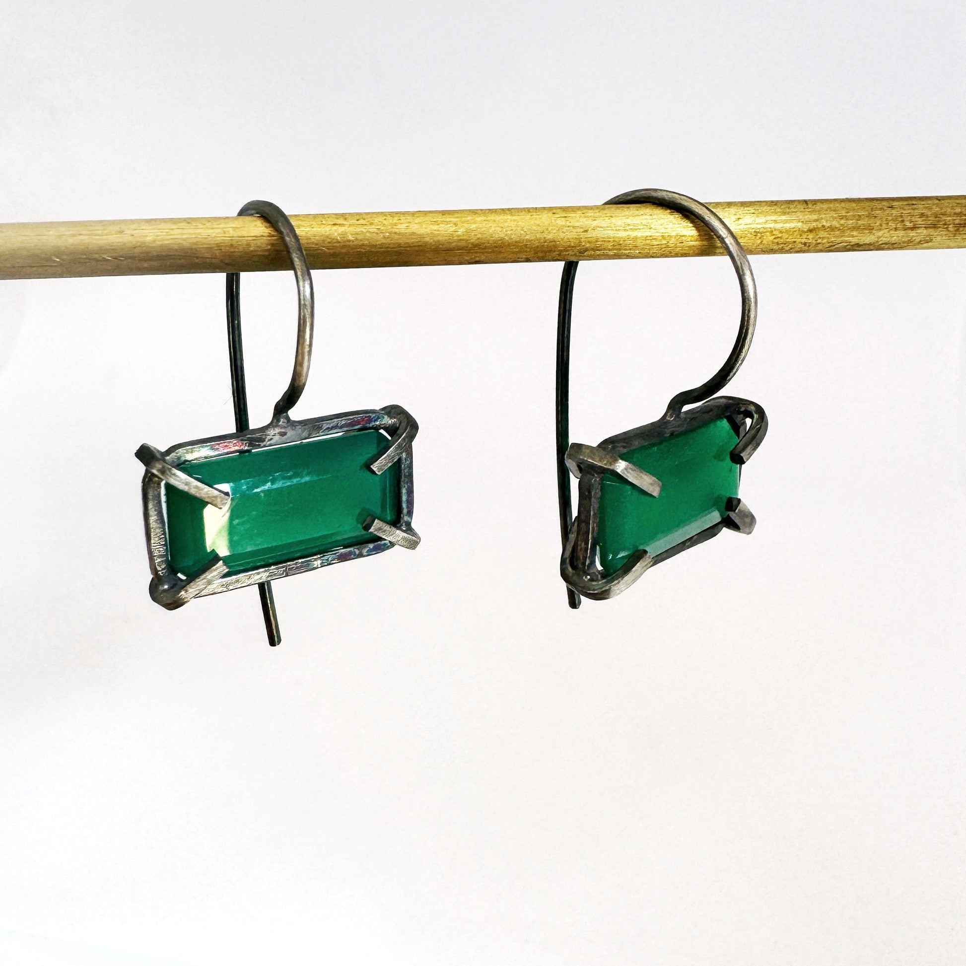 Modern design - green and black earrings for a sophisticated aesthetic by contemporary jeweller - Savage Jewellery