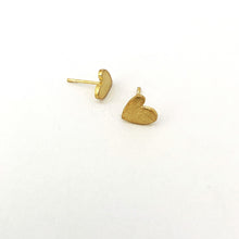 Gold heart studs by South African designer Savage Jewellery