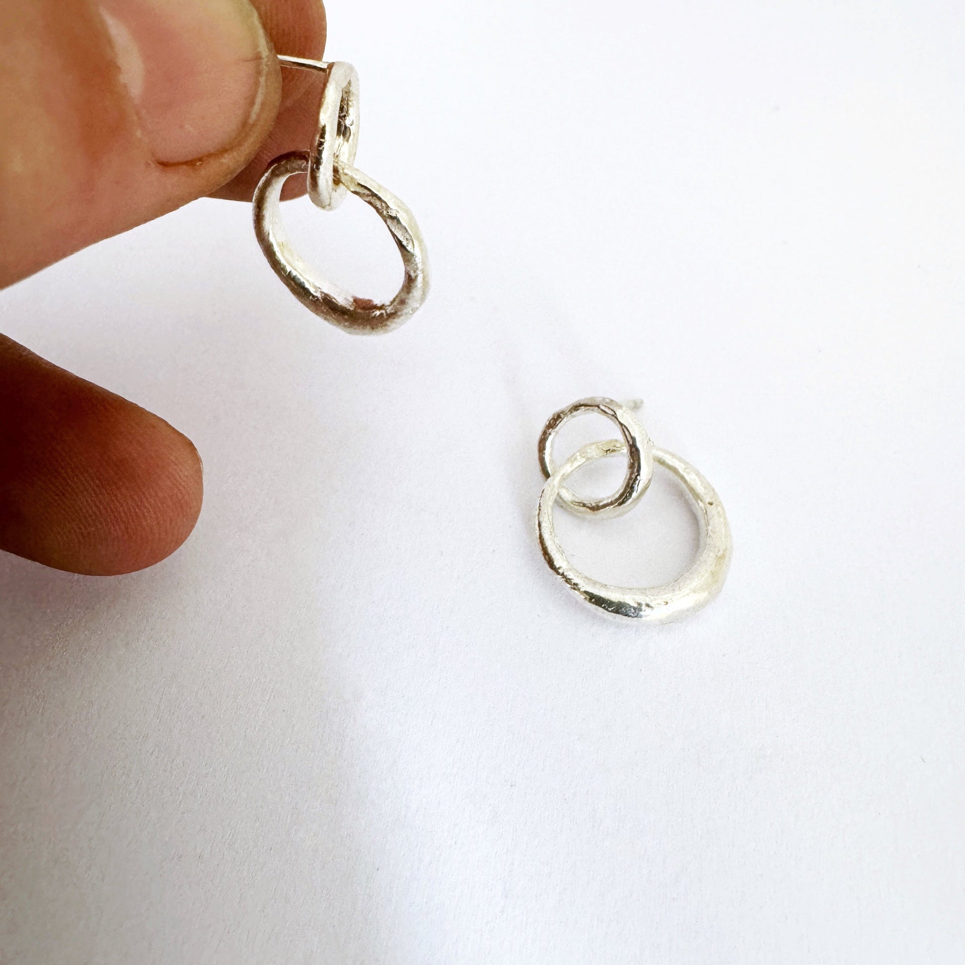 Sterling silver interlinked organic earrings