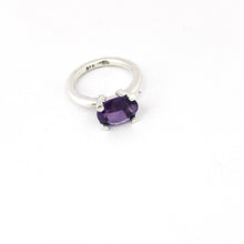 Four claw amethyst ring by designer Savage Jewellery - modern gemstone jewelry