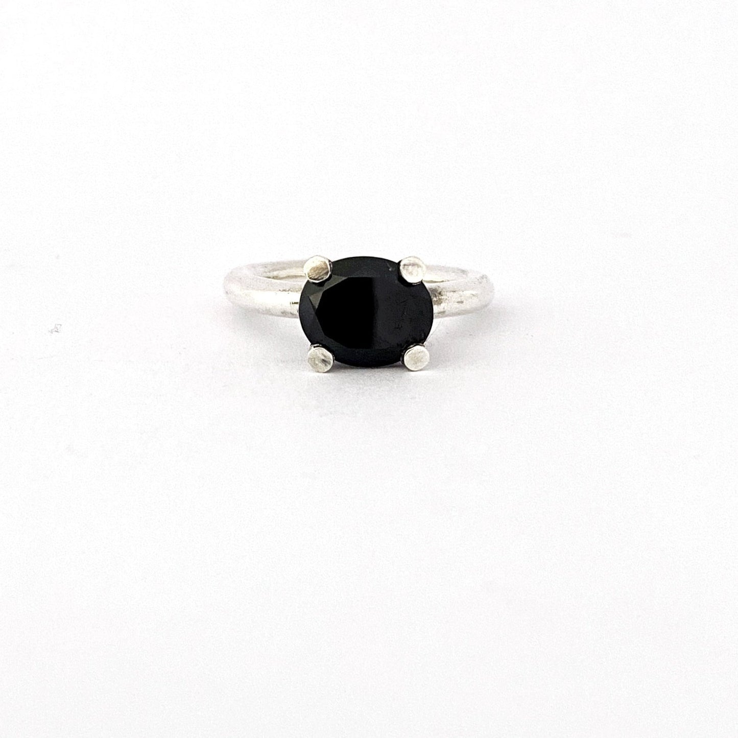 Oval black spinel four claw silver ring by Savage Jewellery - alternative wedding ring