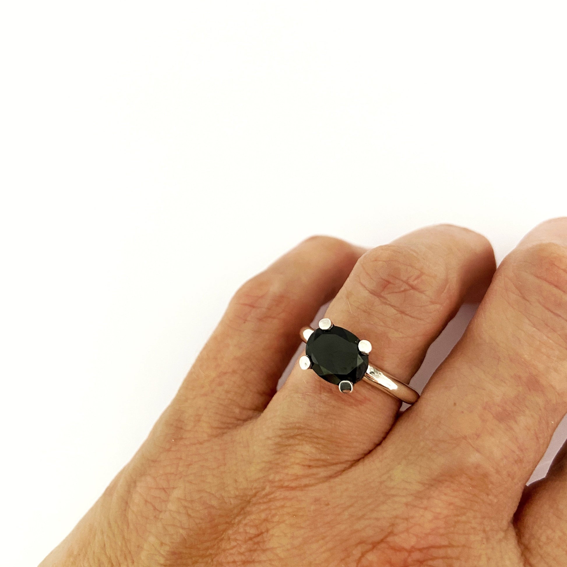 oval black spinel solitaire ring by South African designer Savage Jewellery