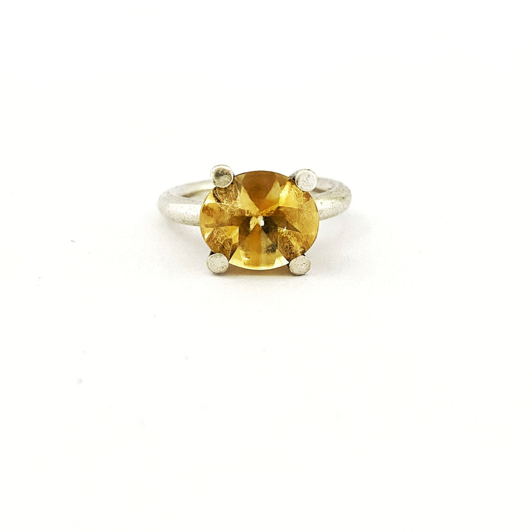 Four claw citrine ring by designer Savage Jewellery - modern gemstone jewelry