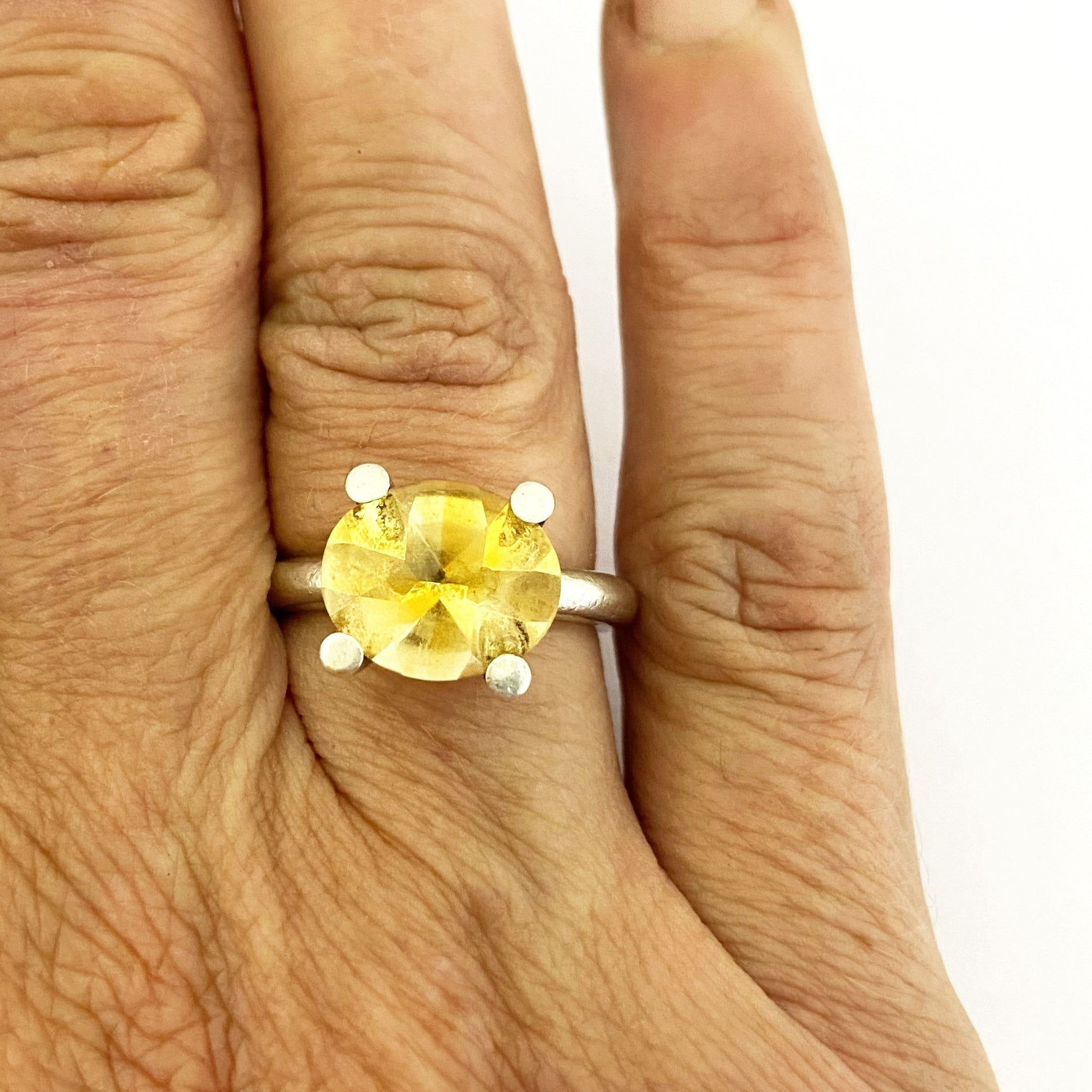 Four claw citrine ring by designer Savage Jewellery - modern gemstone jewelry