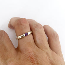 textured silver ring with amethyst birthstone by designer Savage Jewellery