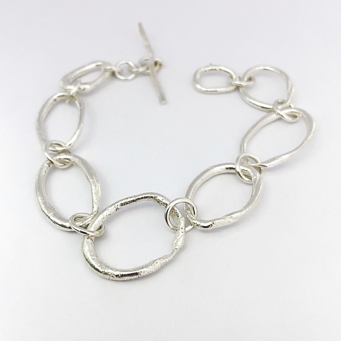 Organic fob style one of a kind bracelet in silver by Savage Jewellery