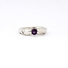 textured organic silver ring with round amethyst by Savage Jewellery