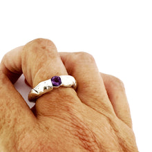 contemporary organic silver ring with round amethyst by Savage Jewellery