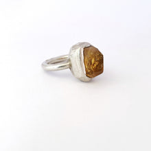 Handmade sterling silver ring with custom cut citrine by designer Savage Jewellery