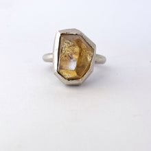 Custom cut citrine set in silver ring by jewelry designer Savage Jewellery