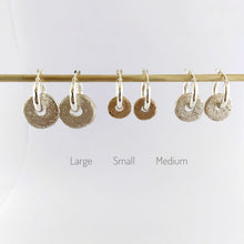 Sandcast donuts on hoops in small medium and large by designer Savage Jewellery