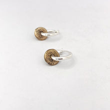 small bronze donut on silver hoop - classic earrings by Savage Jewellery