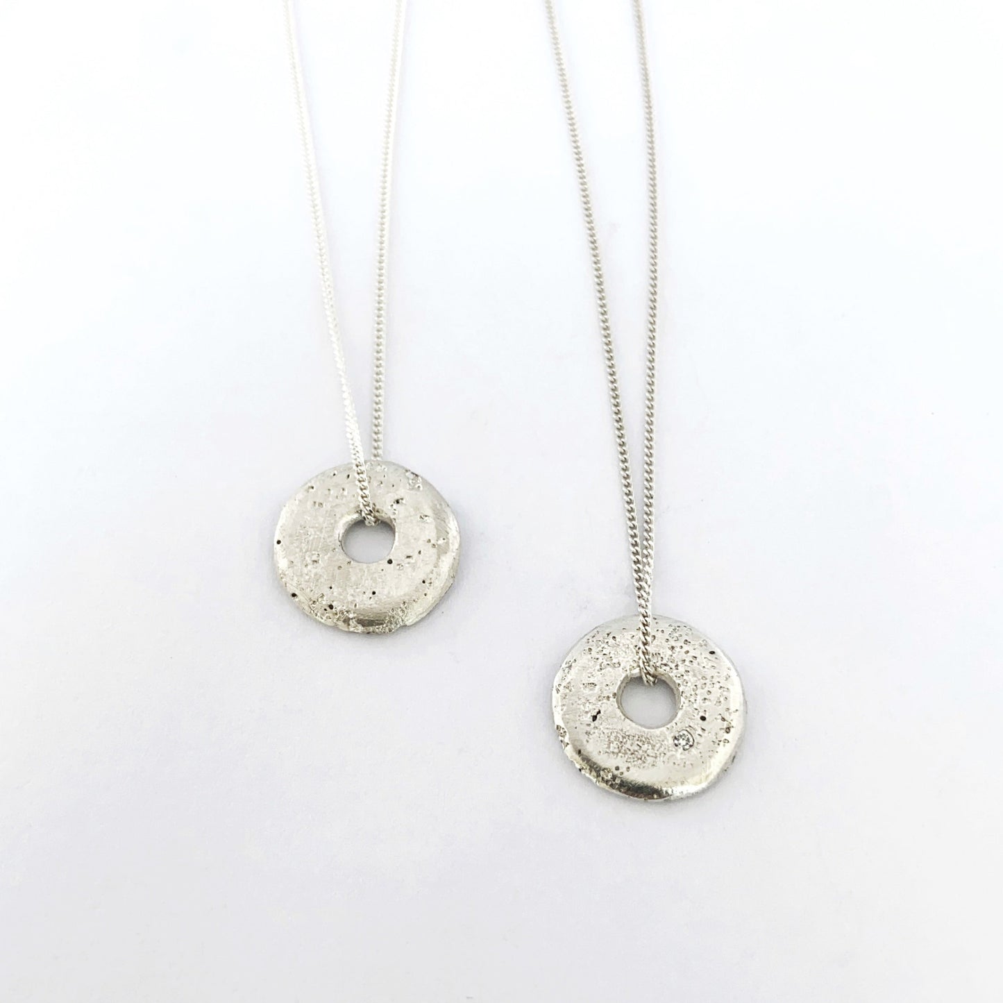 sand cast pendant on chain - modern designer jewelry