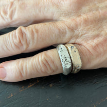 Silver and bronze sandcast signet ring stack - unisex designer rings