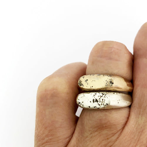 Thin oval sandcast signet rings by Savage Jewellery