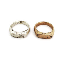 Silver and bronze organic signet rings by Savage Jewellery