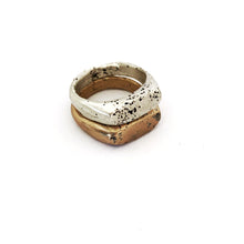 Silver and bronze textured signet rings by contemporary jewellery designer- Savage Jewellery