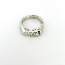 Raw textured signet ring in silver with diamond by South African designer Savage Jewellery