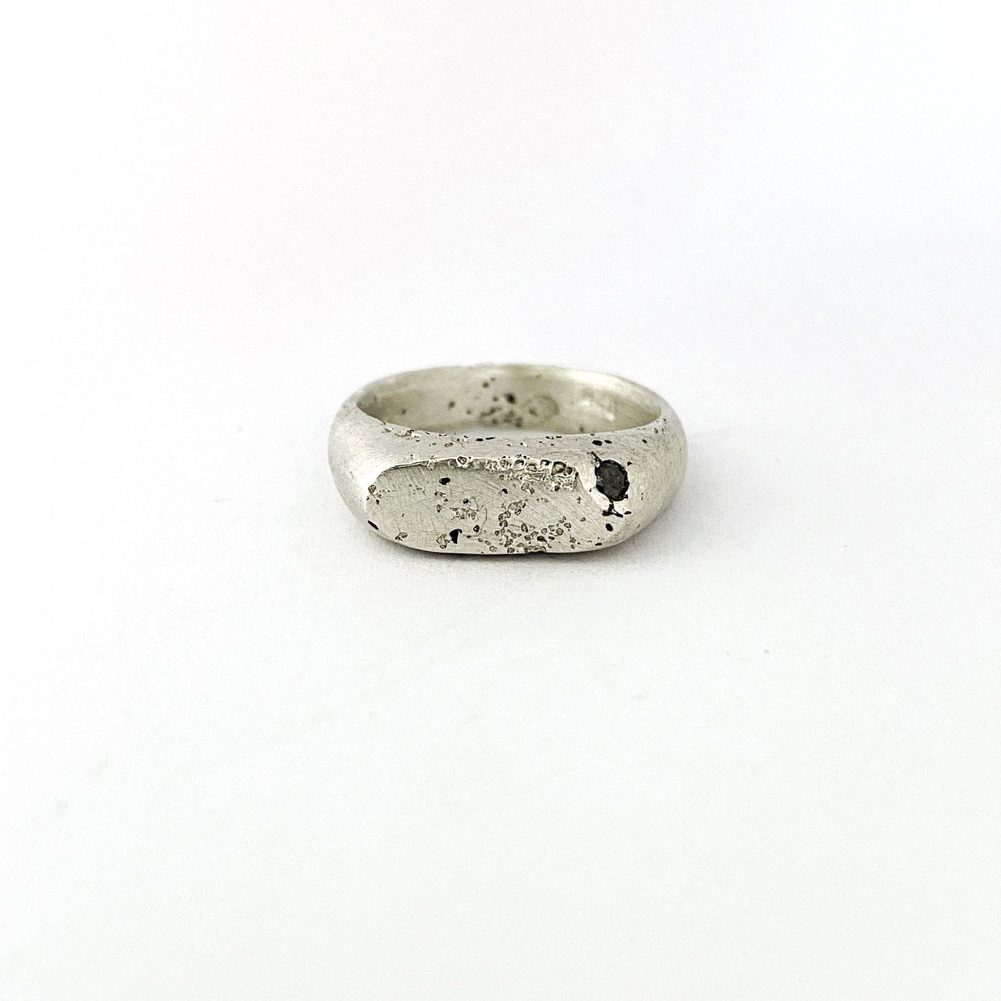 Raw textured silver signet ring