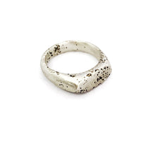 Silver sandcast signet ring with a contemporary and modern feel