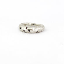 chunky tapered sand cast ring with garnets by designer Savage Jewellery