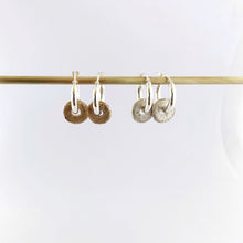 textured sandcast earrings in gold an silver by Savage Jewellery