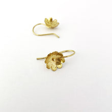 handmade gold daisy flower drop earring by Savage Jewellery