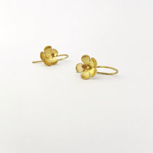 five petal gold flower drop earring by designer Savage Jewellery