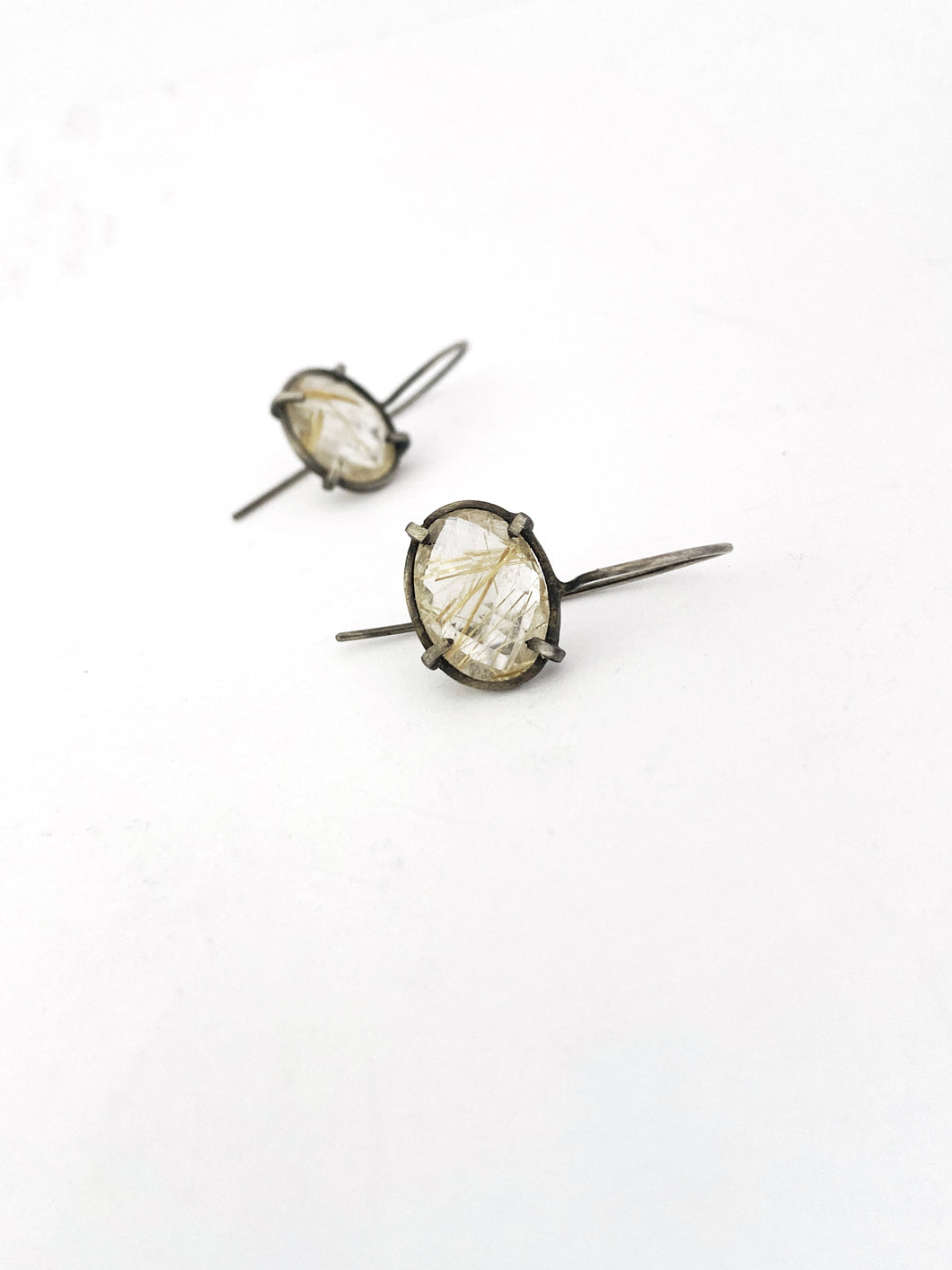 Rutilated quartz drop earrings