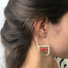 Brass Maasai earrings with red stones